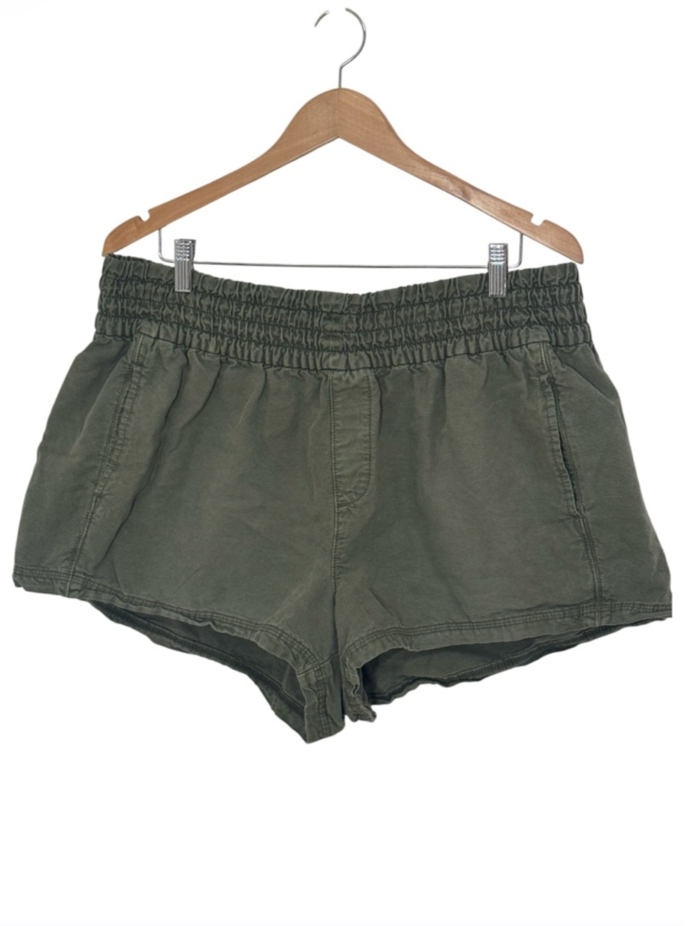 Aerie Babewatch high-waisted pull-on shorts in olive green Size XL